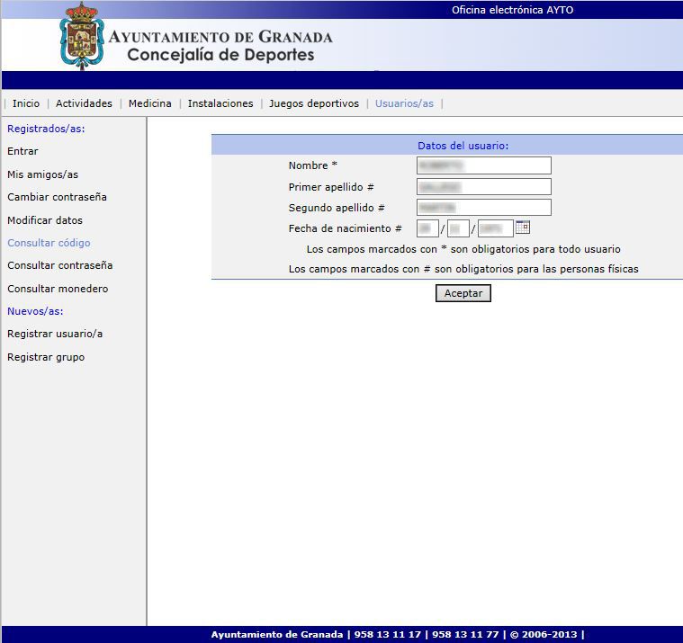 ©Ayto.Granada: Gua obtener cdigo usuario