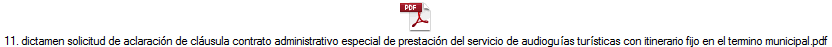 11. dictamen solicitud de aclaracin de clusula contrato administrativo especial de prestacin del servicio de audioguas tursticas con itinerario fijo en el termino municipal.pdf