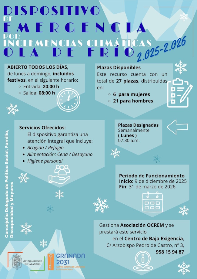 &copy;Ayto.Granada: Dispositivo de Emergencia por Inclemencias Clim�ticas – Ola de Fr�o 2025-2026