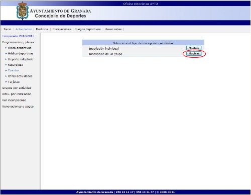 ©Ayto.Granada: Inscripciones Grupales