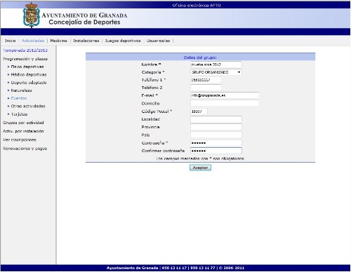 ©Ayto.Granada: Inscripciones Grupales