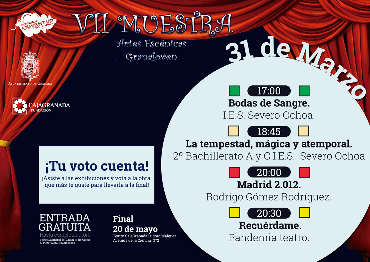 Programacin da 31 de Marzo. VII MUESTRA DE ARTES ESCENICAS GRANAJOVEN. 