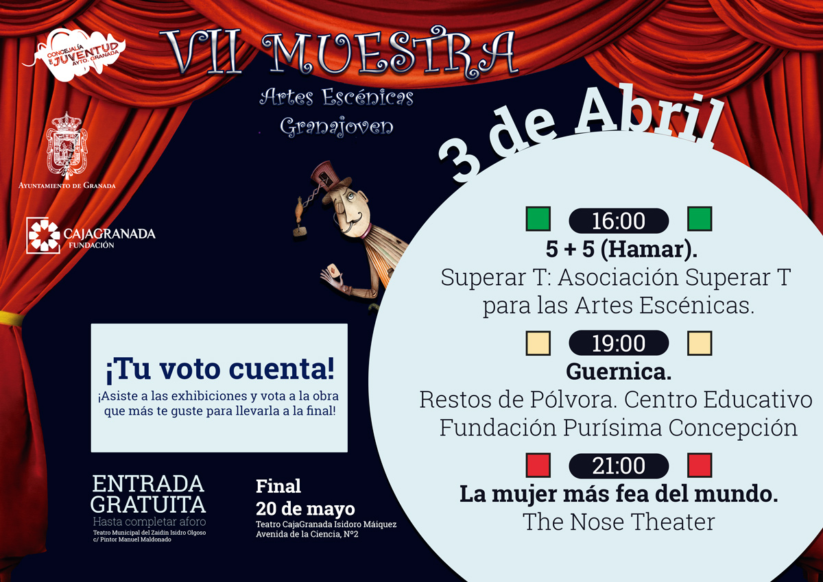 Programacin da 3 de Abril. VII MUESTRA DE ARTES ESCENICAS GRANAJOVEN. 