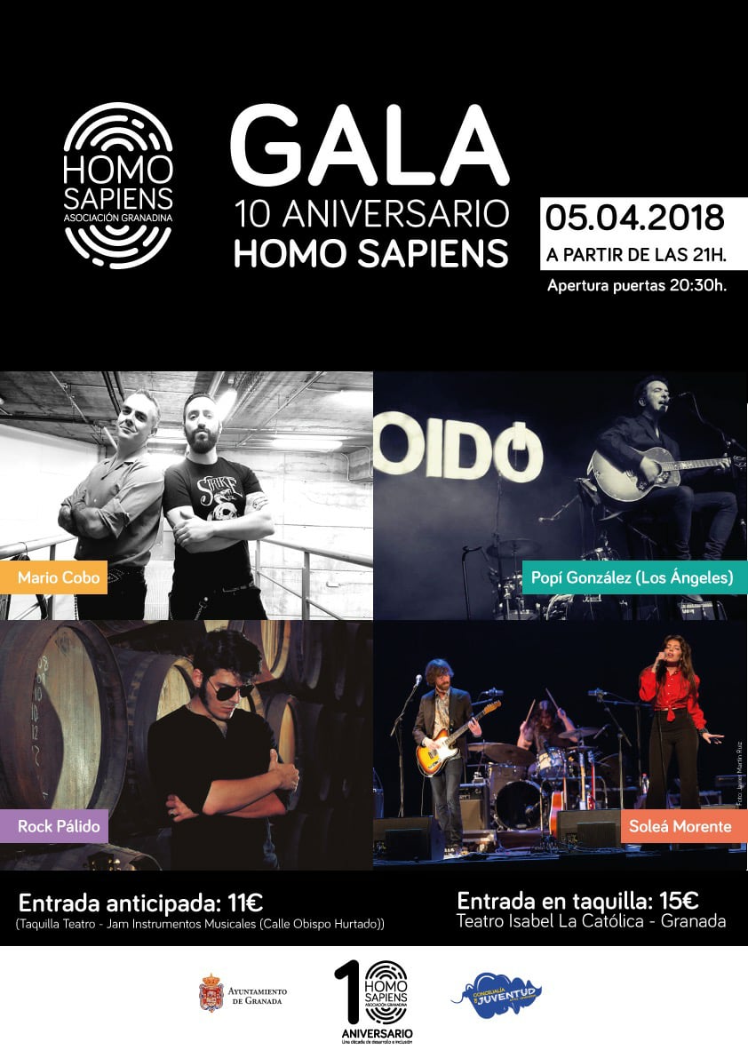 GALA 10 ANIVERSARIO HOMO SAPIENS: Rock Plido + Mario Cobo + Popi Gonzalez + Sole Morente