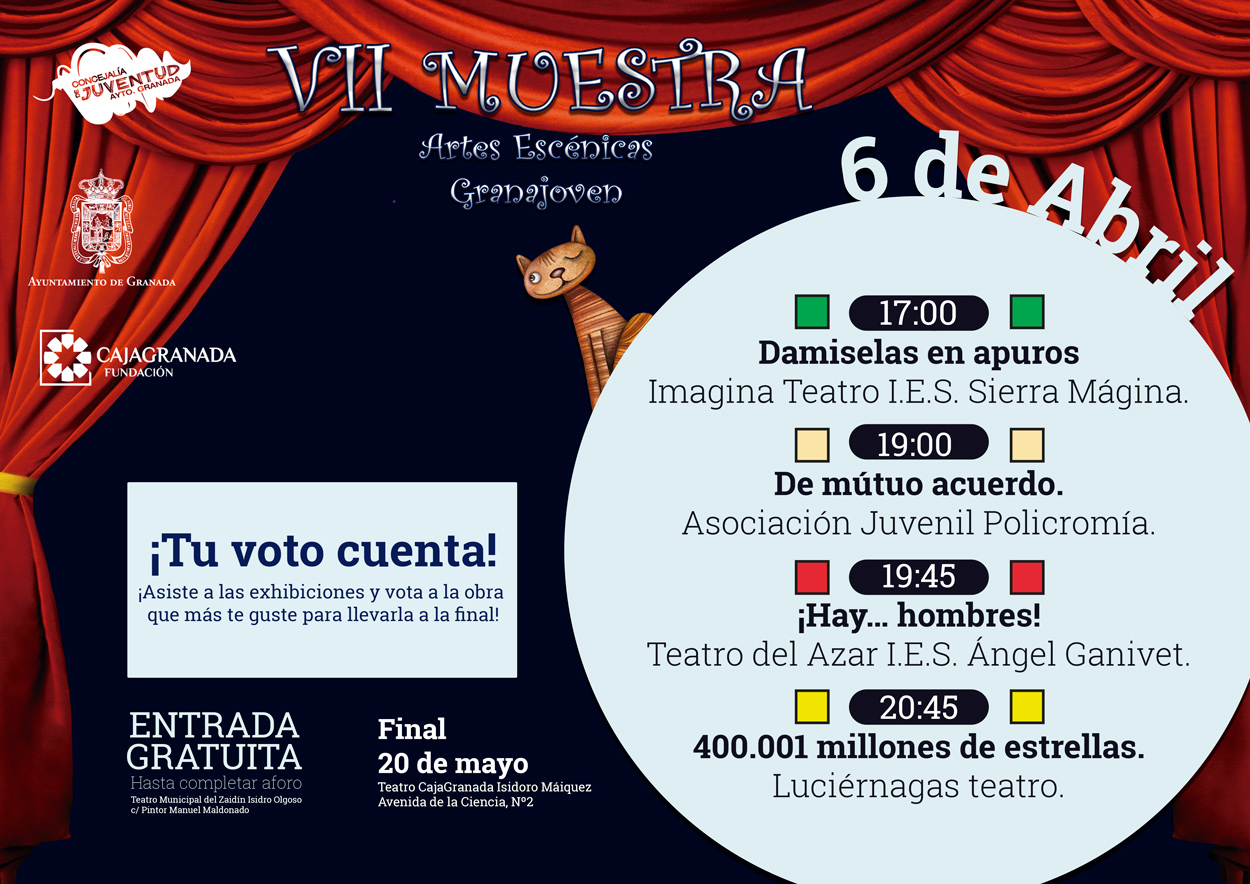 Programaci�n d�a 6 de Abril. VII MUESTRA DE ARTES ESCENICAS GRANAJOVEN. 
