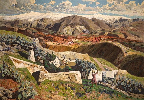 Paisaje (Mujer tendiendo)