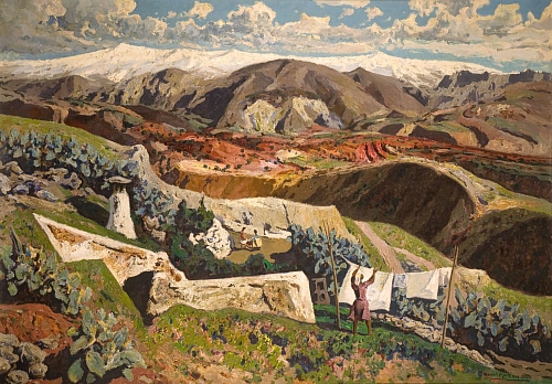 Paisaje (Mujer tendiendo)