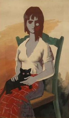 Mujer con un gato